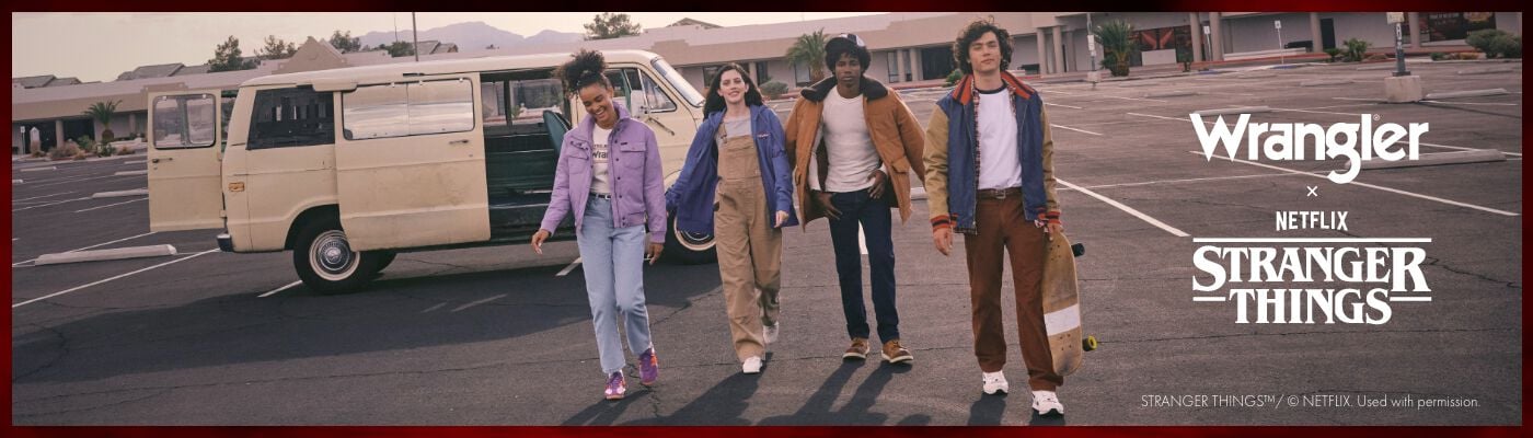 Wranger se met aux couleurs d'Hawkins ! / Redécouvre le style culte des années 80. / Découvrir !