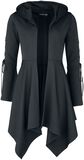 Black hooded cardigan with lacing and flared sleeves, Gothicana by EMP, Cardigan