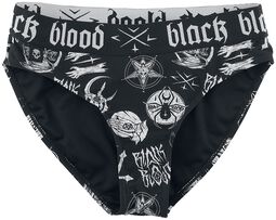 Bikini bottoms with occult symbols, Black Blood by Gothicana, Bas de bikini
