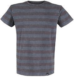 T-Shirt Gris Avec Rayures Horizontales Et Ras-Du-Cou, Black Premium by EMP, T-Shirt Manches courtes