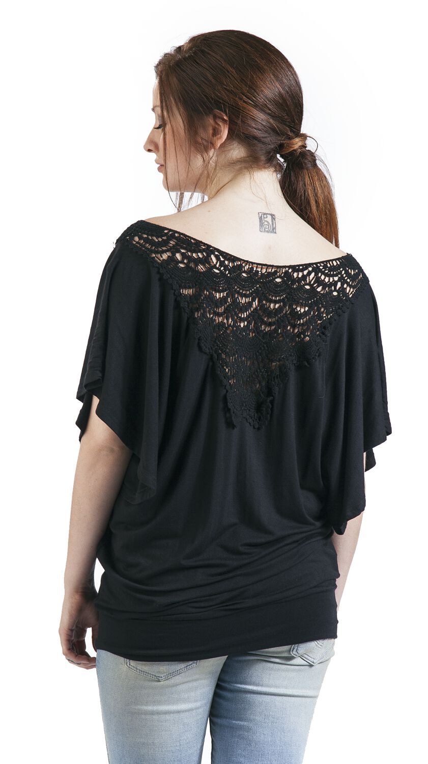 Haut Court Kirra Dentelle Ivoire – Taille S, Manches Kimono Chauve-souris, Non Doublé