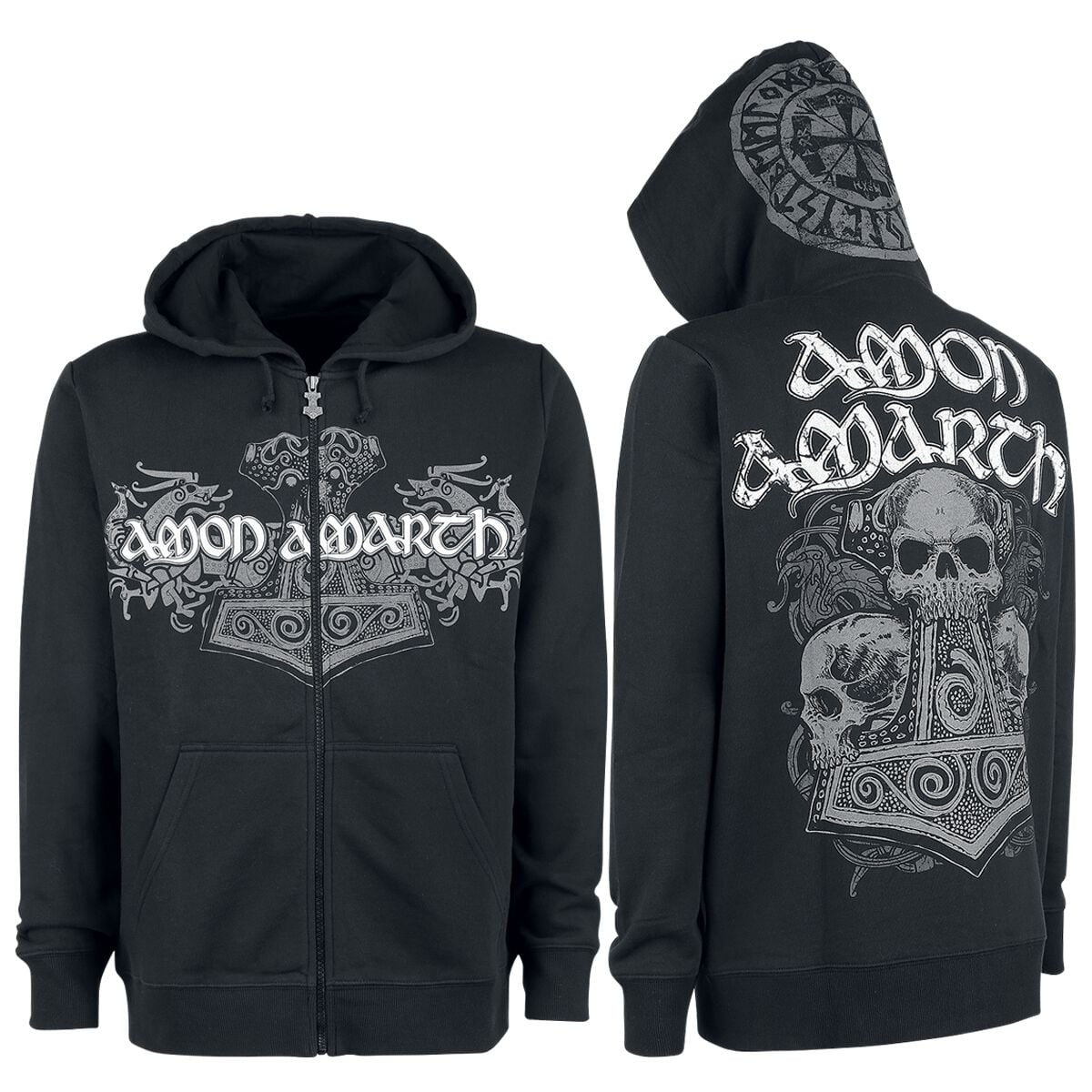 Veste D'hiver Chaude AMON AMARTH 3XL Noire - Capuche Fixe Et Intérieur Molletonné