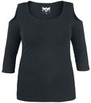 Open Shoulder Longsleeve, Black Premium by EMP, T-shirt manches longues