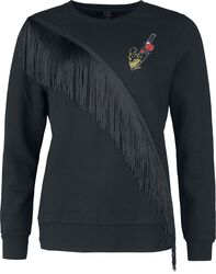 Jumper with fringes and embroidery, RED by EMP, Sweat-shirt