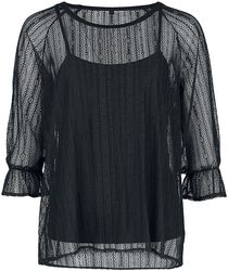 Black lace shirt, Gothicana by EMP, T-shirt manches longues