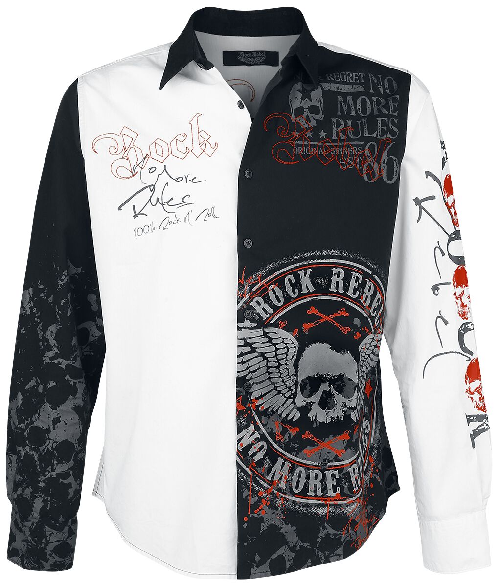Rock Rebel by EMP Homme t-Shirt Noir/Rouge à Manches Longues avec Teinture Batik XL