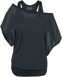 T-Shirt Noir Avec Manches Chauve-Souris, Black Premium by EMP, T-Shirt Manches courtes