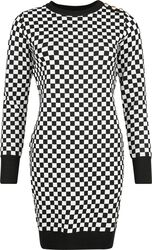Chess Square Monochrome Knitted Dress, QED London, Robe courte