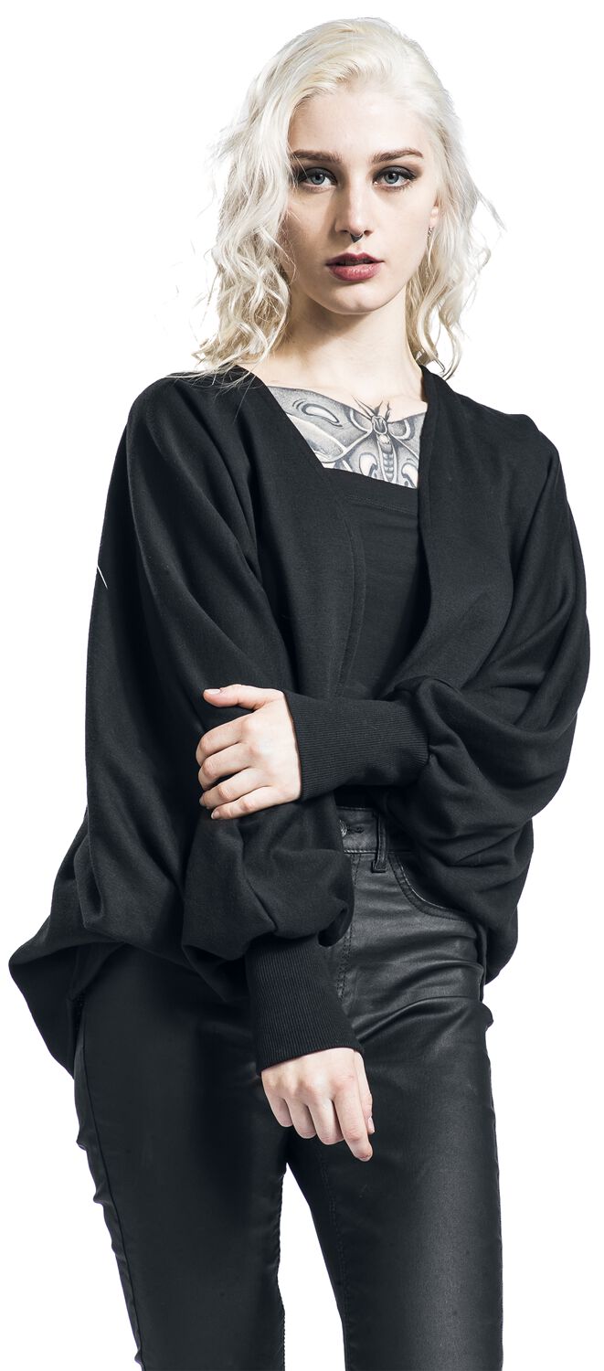 Cardigan Noir Chauve-souris VOTRE STYLE - Taille M, Devant Ouvert, Ourlet Incurvé, Très Bon état