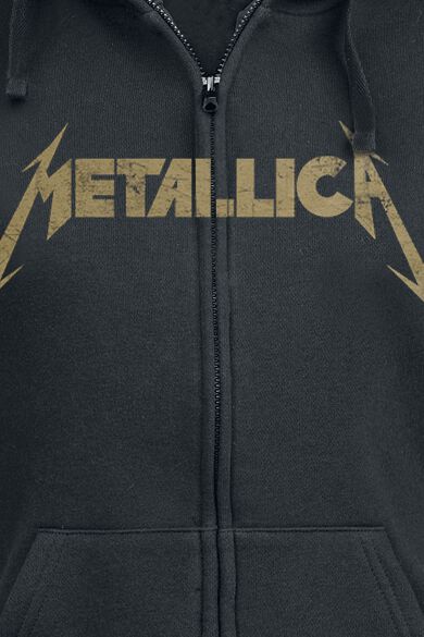 Sweat-Shirt Zippé à Capuche Metallica Hetfield Iron Cross Guitar - Femme Noir Regular