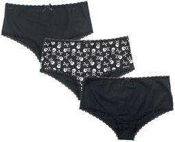 Panty Set with Spooky Print and Lace, Full Volume by EMP, Lot de culottes
