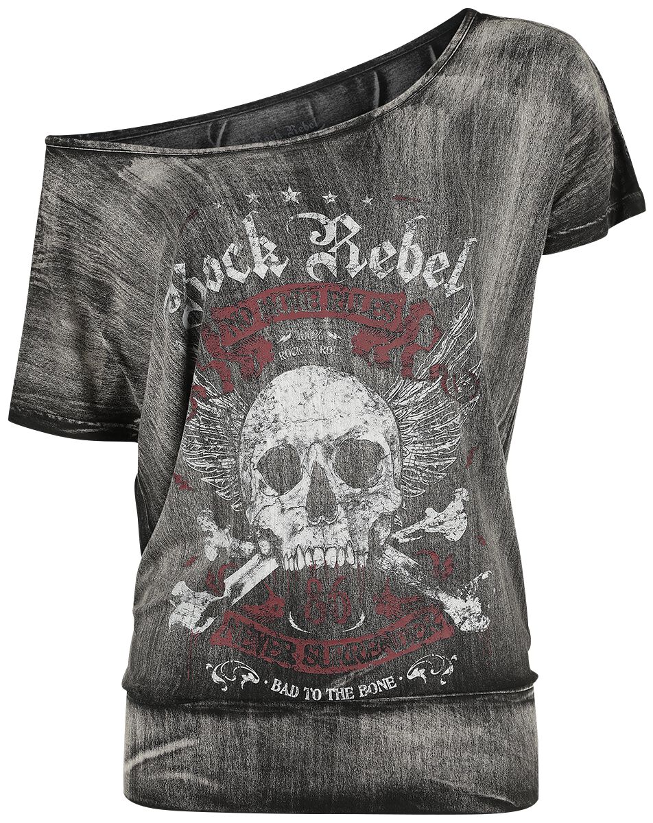 Rock Rebel By EMP T-Shirt Uomo Vintage Rossa Con Toppe – 100% Cotone – Regular Fit - 2