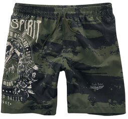 Camouflage swim shorts with print, Rock Rebel by EMP, Short de bain