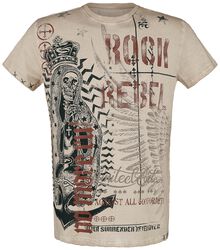 T-Shirt Avec Imprimés Crânes & Slogan, Rock Rebel by EMP, T-Shirt Manches courtes