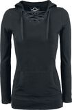 Corded Hoodie, Black Premium by EMP, T-shirt manches longues