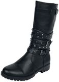 High Studded Strap Boot, Black Premium by EMP, Bottes