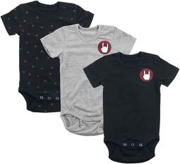 Kids’ set of three black/grey baby grows, Collection EMP Basic, Body
