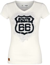 Rock Rebel X Route 66 - T-Shirt Blanc Imprimé Velours