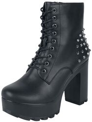 Platform lace-up ankle boots with rivets, Gothicana by EMP, Talons hauts