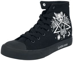 Sneakers with Pentagrams and Occult Symbols, Gothicana by EMP, Baskets hautes