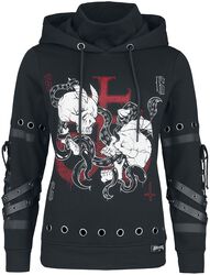 Hoodie with straps and eyelets, Black Blood by Gothicana, Sweat-shirt à capuche