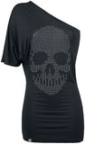 Ladies One Shoulder Skull Shirt, Rock Rebel by EMP, T-Shirt Manches courtes