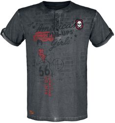Rock Rebel X Route 66 - T-Shirt Gris Imprimé Pin-Up
