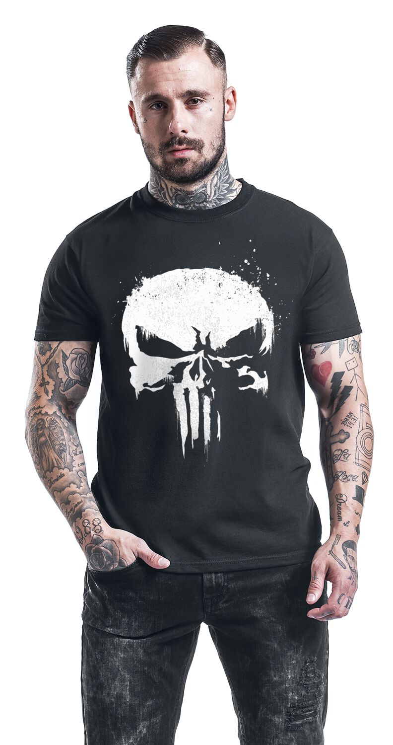 T-shirt Homme Firetrap Noir – Imprimé Crâne – Taille L (État Parfait)