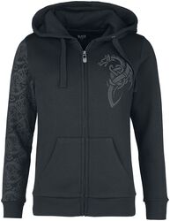 Hoodie with Viking print and decorations, Black Premium by EMP, Sweat-shirt zippé à capuche