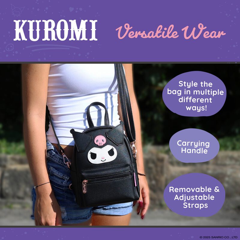 Hello Kitty Kuromi Skull Sac à dos Heady Petit, Noir - Noir - Enfant