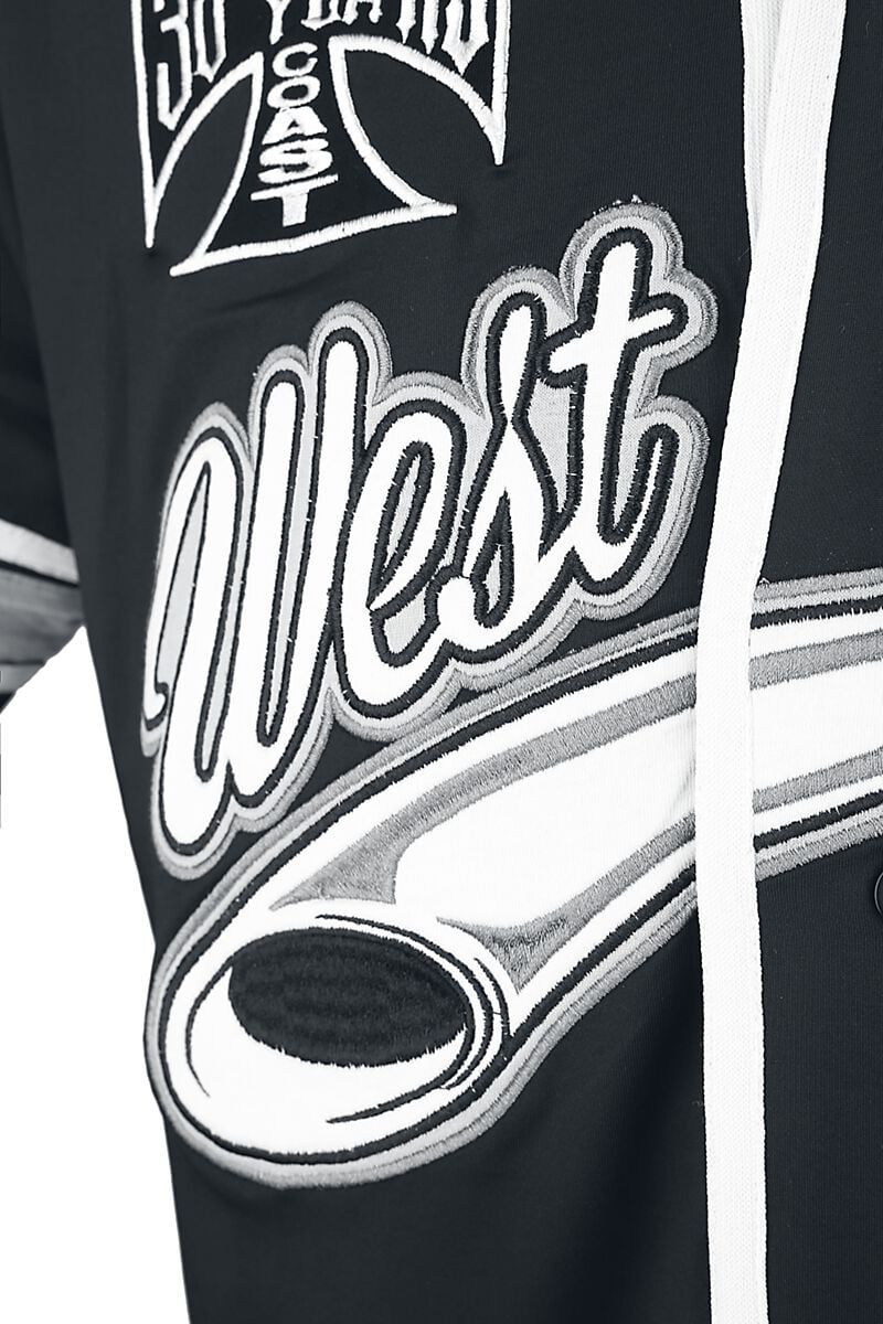 Maillot De Baseball Homme Mensfield - Manches Courtes, Rayé Noir Et Blanc, Taille XL