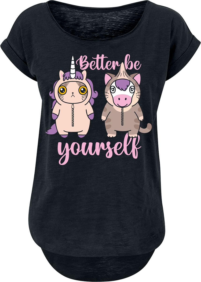 Unicorn Cat Better Be Yourself Tierisch T-Shirt Manches