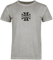 WCC OG LBC - T-Shirt Croix Délavage Gris Vintage, West Coast Choppers, T-Shirt Manches courtes