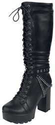 Platform lace-up boots with chains and buckles, Gothicana by EMP, Bottes lacées