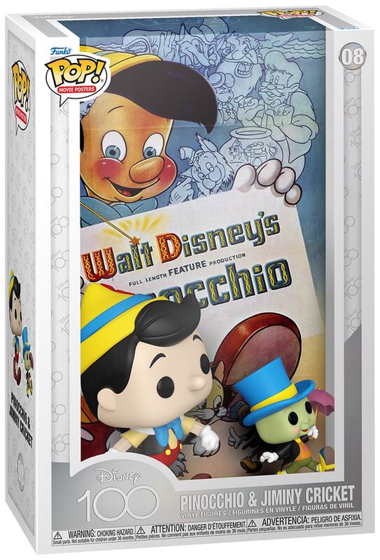 Funko POP! Film poster - Disney100 Pinocchio & Jimmy Cricket vinyl figurine no. 08