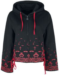 Zip hoodie with trumpet sleeves, Gothicana by EMP, Sweat-shirt zippé à capuche