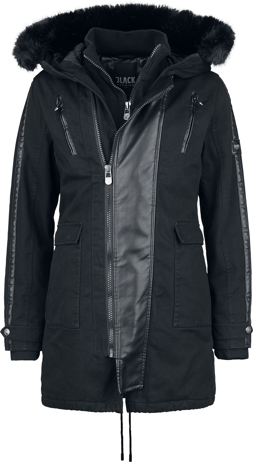 Manteau avec capuche en fausse fourrure Black Premium by EMP