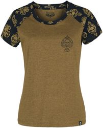 Girl's Shirt in Raglan Style with Ace of Spades Skull