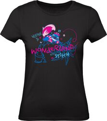 Stitch - Chat du Cheshire - Welcome to Wonderland with Stitch, Lilo & Stitch, T-Shirt Manches courtes