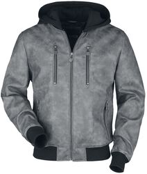Grey faux-leather jacket, Black Premium by EMP, Veste mi-saison