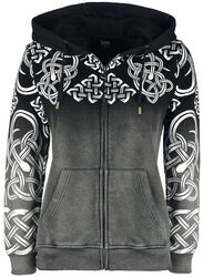 Veste à Capuche avec Dégradé de Couleur & Motifs Celtiques, Black Premium by EMP, Sweat-shirt zippé à capuche
