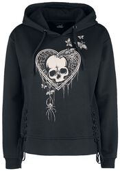 Hoodie with large print and side lacing, Full Volume by EMP, Sweat-shirt à capuche