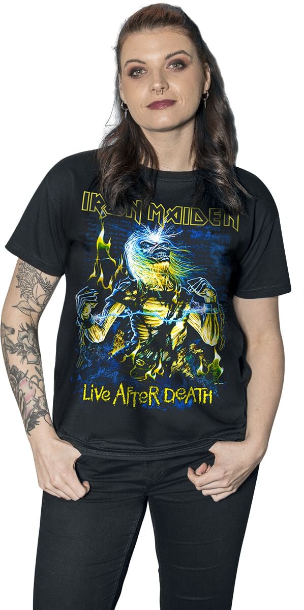 Only & Sons - T-shirt oversize avec imprimé Iron Maiden devant et au dos - Noir