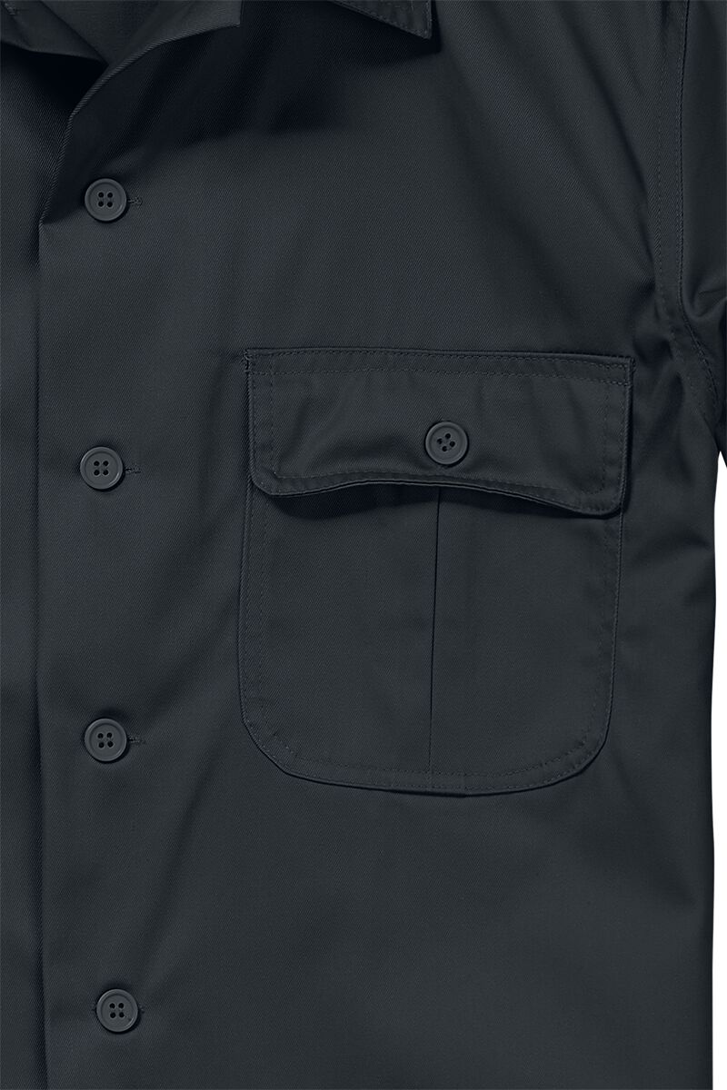 Chemise Militaire US Brandit Pour Homme - Noir, Manches Longues, Coupe Confortable