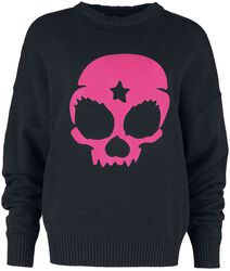 Knitted sweater with playful skull, Full Volume by EMP, Pull tricoté