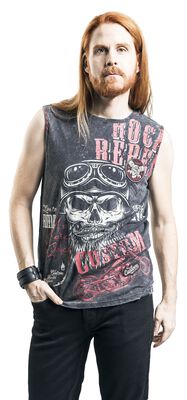 Débardeur Homme Gris Broderies Rock Rebel By EMP Style Vintage