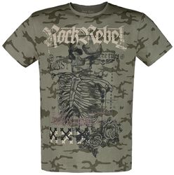 T-shirt imprimé crâne & inscription, Rock Rebel by EMP, T-Shirt Manches courtes