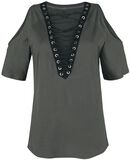 Haut Épaules Découpées Avec Laçage, Black Premium by EMP, T-Shirt Manches courtes
