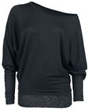 Lace Leisure Shirt, Black Premium by EMP, T-shirt manches longues