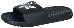 EMP sandals with moth and crescent moon print, Gothicana by EMP, Tongs